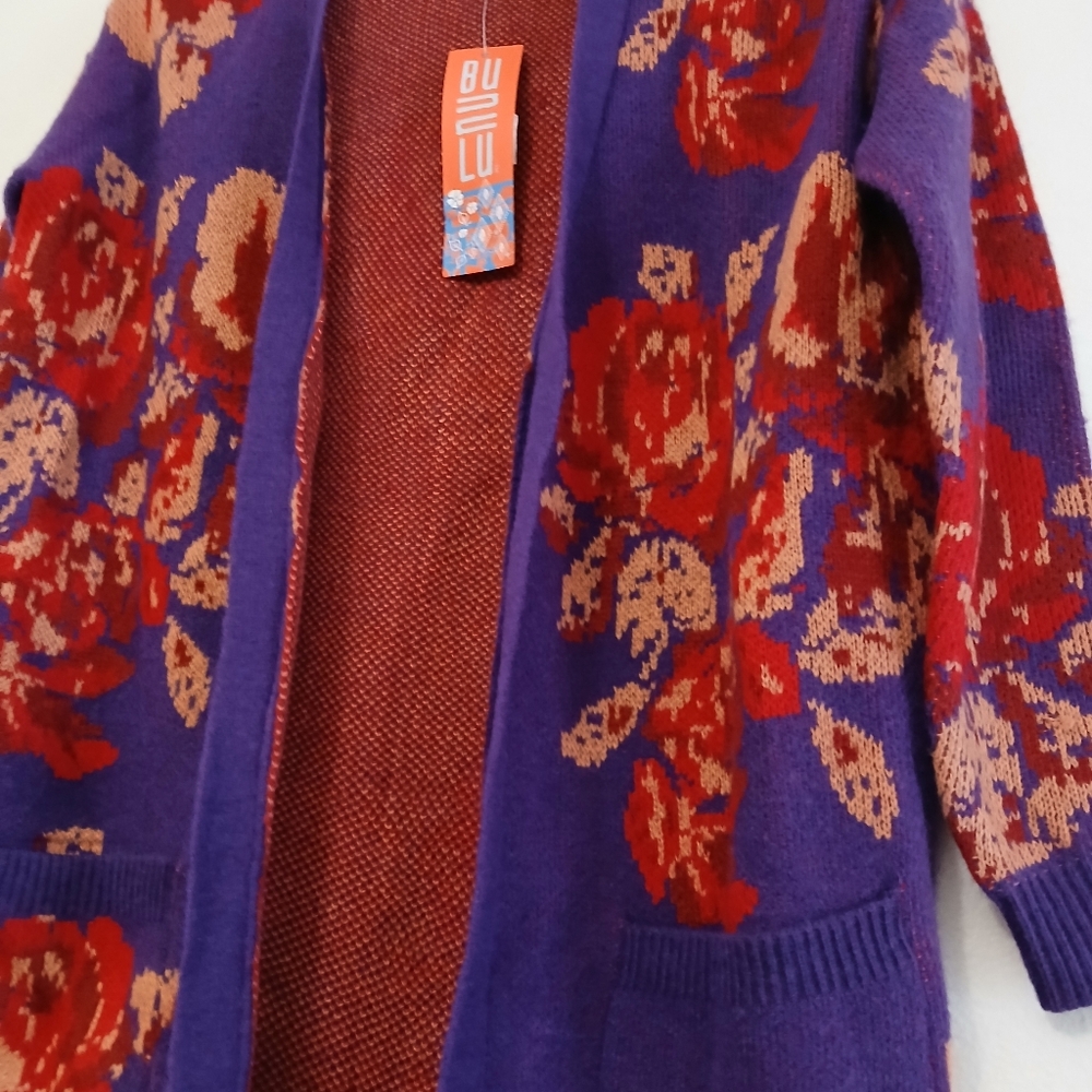 Bunulu woman, floral cardigan size S New With Difect - Picture 3 of 13